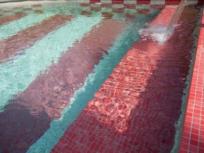 red mosaic pool
